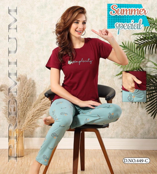 Summer Special Vol 449 Hosiery Cotton Night Suits Catalog
